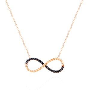 Mini Silver Infinity Symbol Necklace w/ Black Zircon Stone